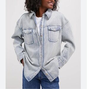 TUCKERNUCK Acid Wash Denim Parker Shacket Jacket NWT Size S